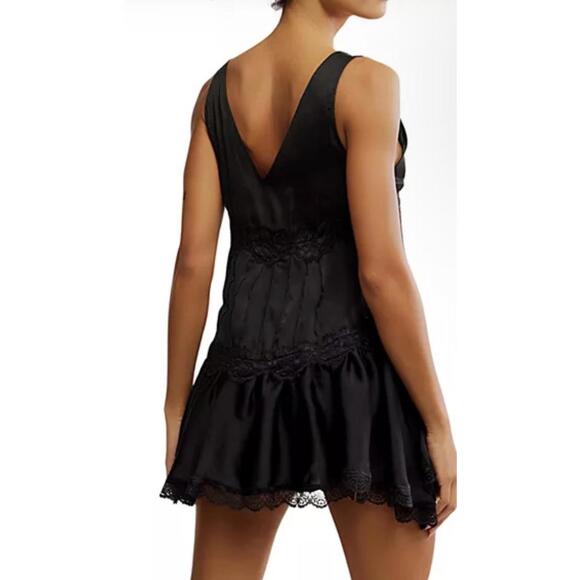 In This Groove Mini Slip Dress - Washed Black - Picture 2 of 5